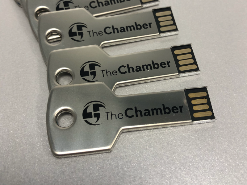 USB keys with Chamber logo imprinted in black