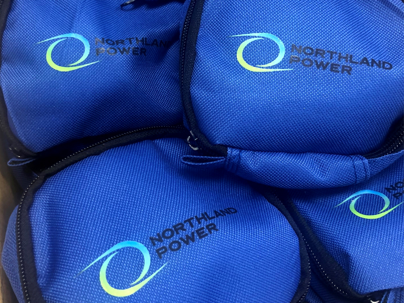 Northland Power logo printed on to zippered first aid kits