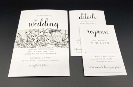 black and white Wedding Invitation RSVP