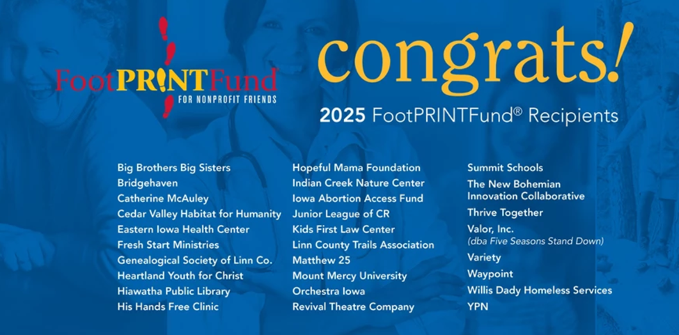 A banner that says Congrats! FootPRINTFund