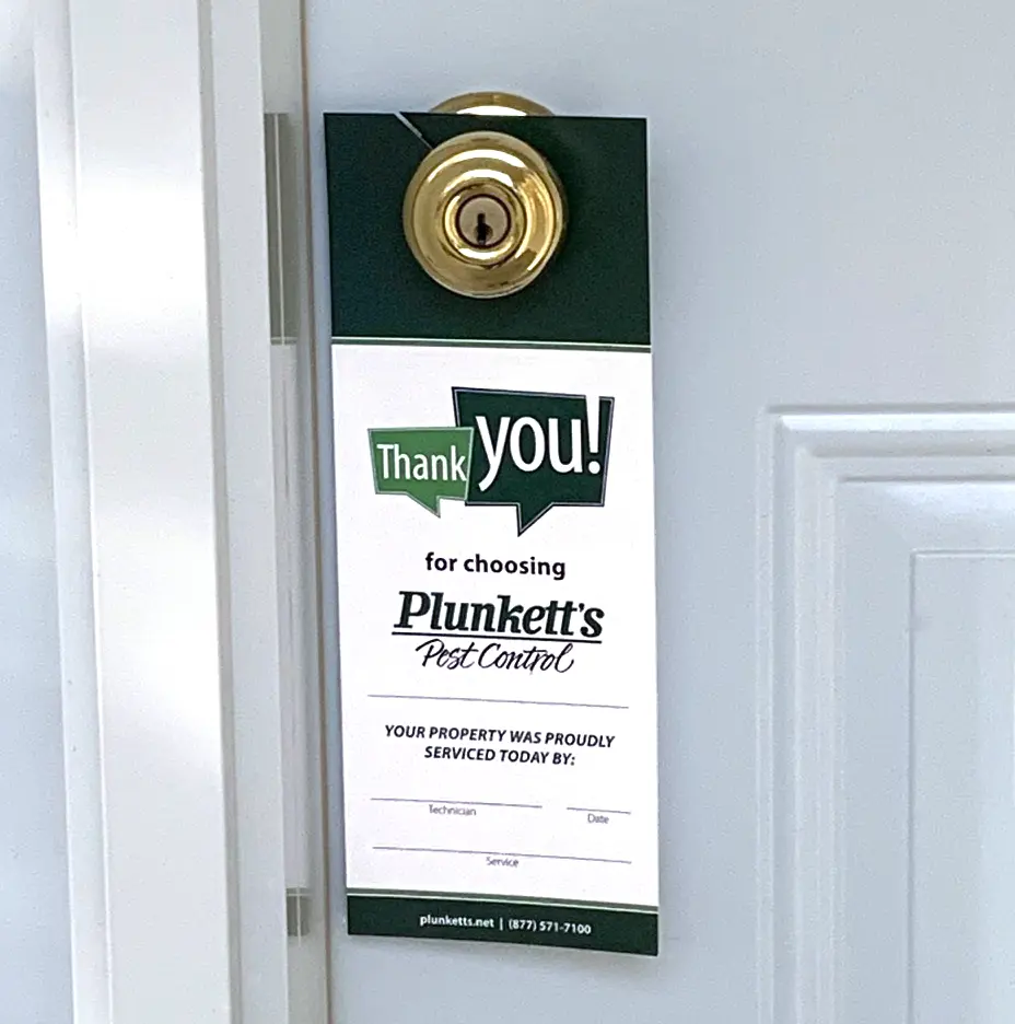 Door Hanger for Plunketts Pest Control