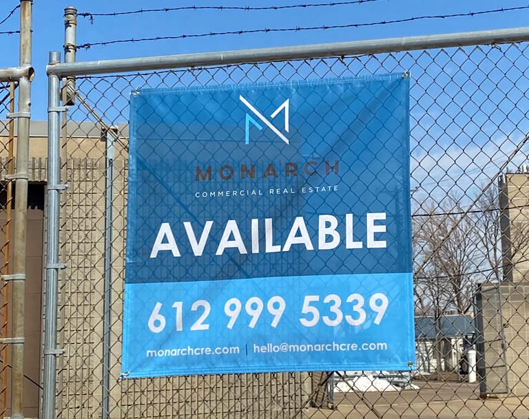 Real estate available for lease banner sign