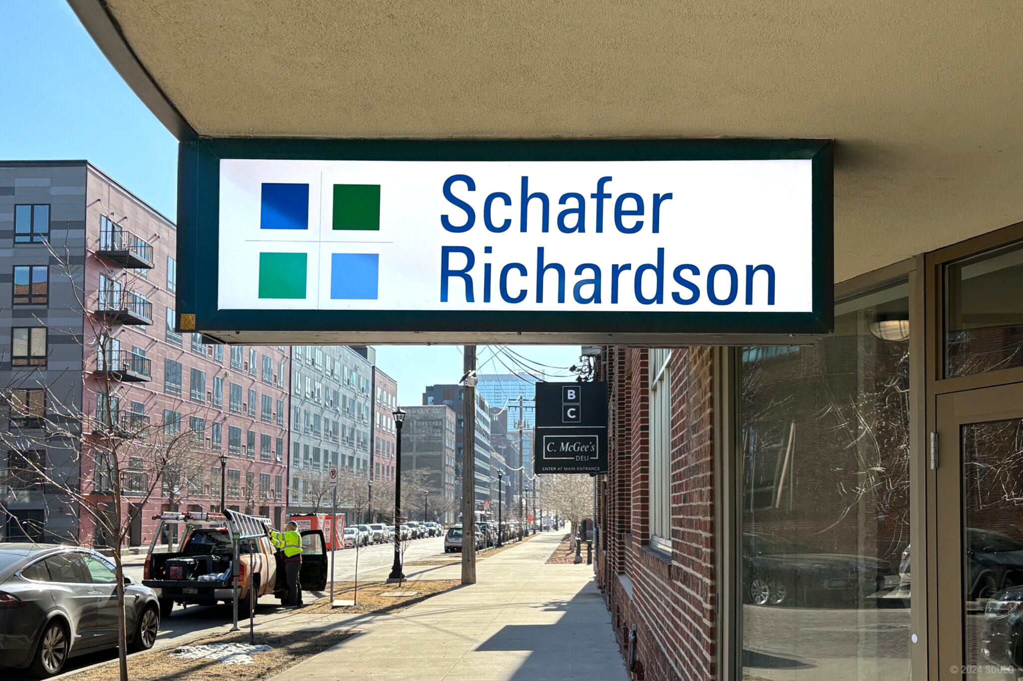 Blade sign for Schafer Richardson by Allegra Arden Hills