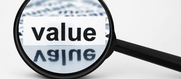 magnifying glass that is highlighting: FINDING VALUE